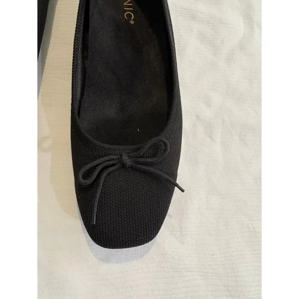 Vionic Klara Knit Black Ballerina Skimmer Flats Bow Women's 6 Comfort Orthotic